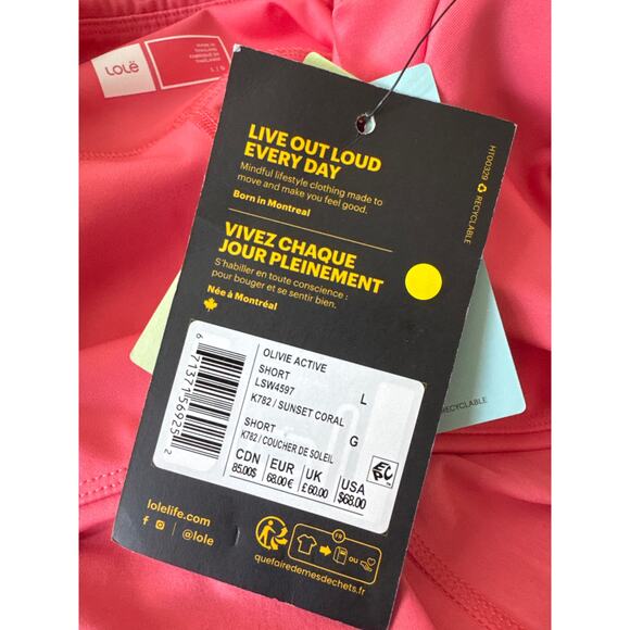 LOLE Olivie Active Short Sunset Coral LSW4597 NWT Large - Picture 8 of 8